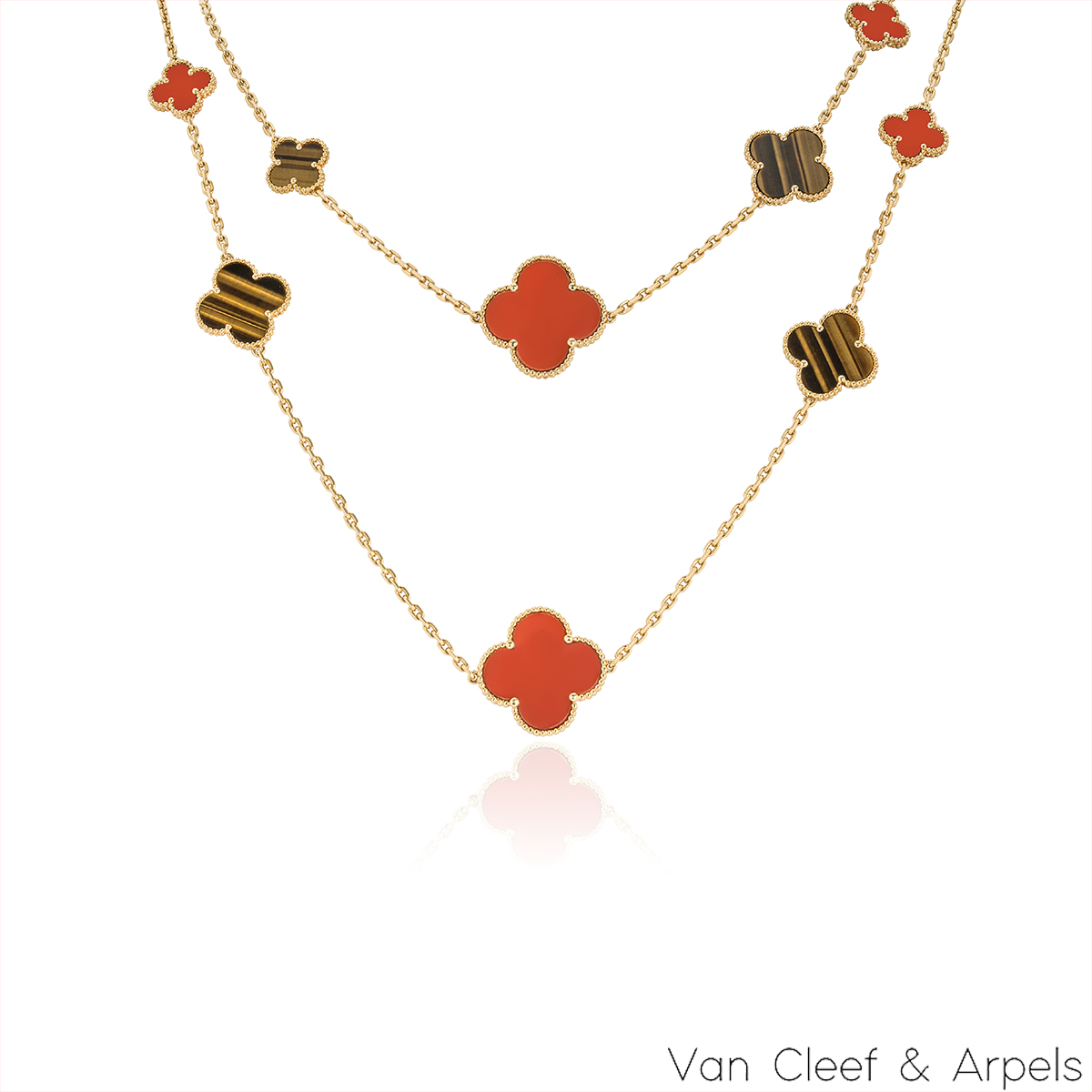 Van Cleef & Arpels Vintage Alhambra 18k Rose Gold 20 Motif Carnelian G –  Madison Avenue Couture